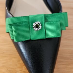 Hand Crafted Shoe Clips Kelly Green Shoe Bows 4" x 1" Accessory Decor